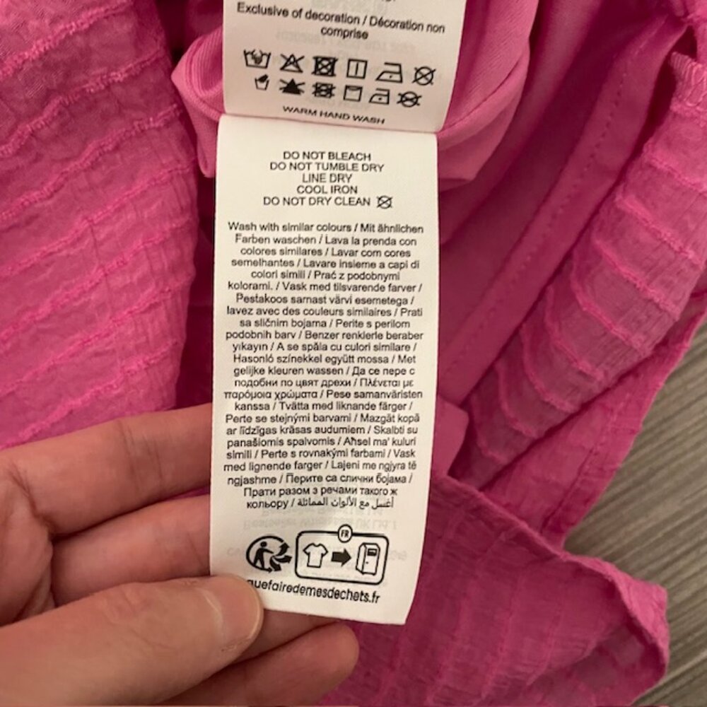 NWOT Vero Moda Pink V-Neck Frill Ruffle Long Sleeve Blouse Top Size Small - Picture 12 of 14